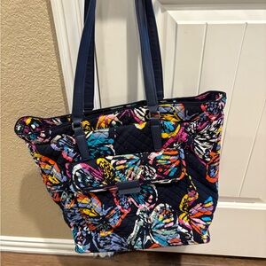 Vera Bradley Blue and Pink Butterfly Tote Bag